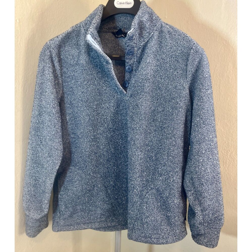 Eddie Bauer women's blue plush quarter-button sweater Size M